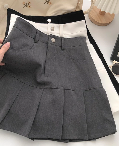 Anti-Exposure Pleated Mini Skirt