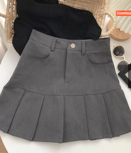 Anti-Exposure Pleated Mini Skirt