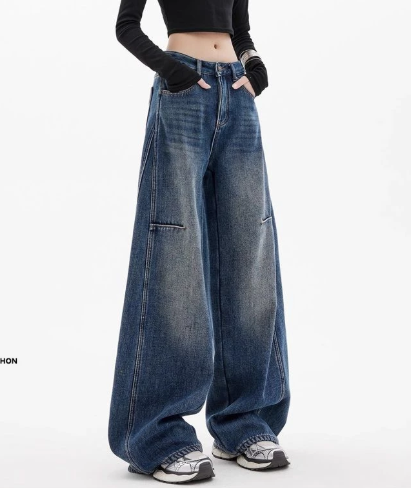 American Retro High-Waist Loose Fit Ripped Jeans