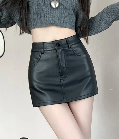 High-Waist Faux Leather Mini Skirt Shorts